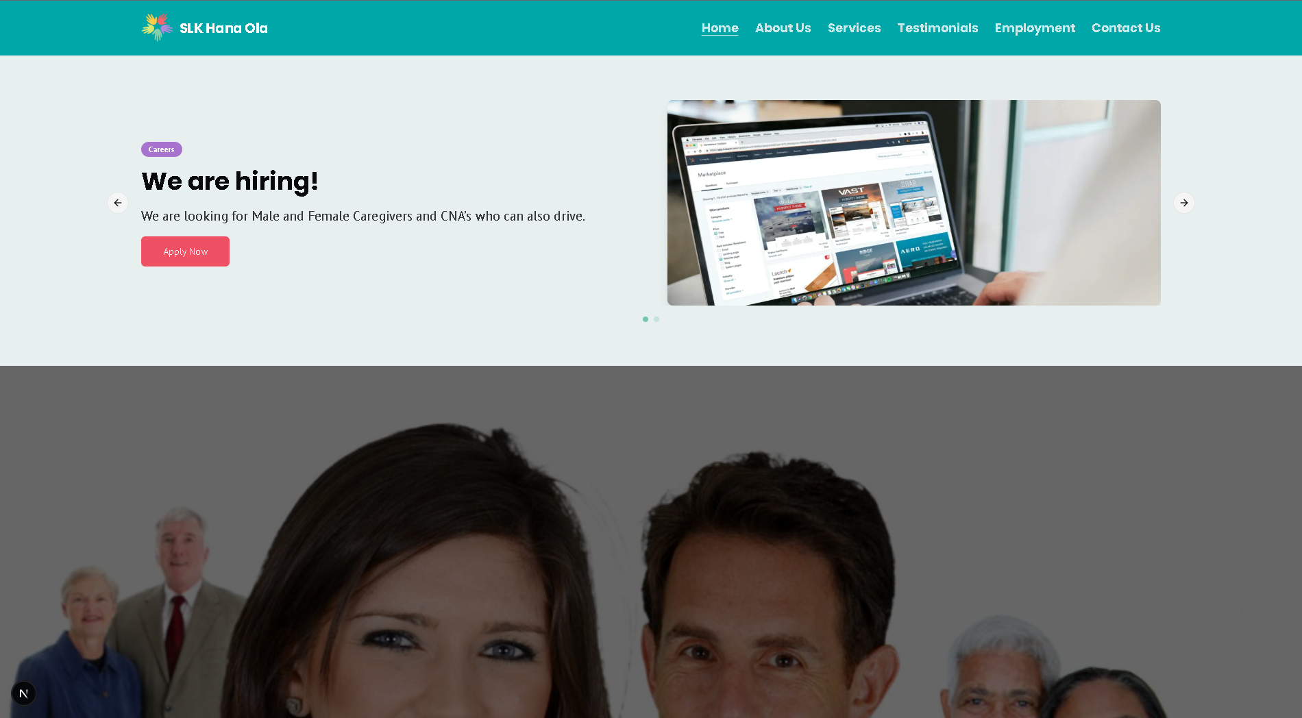 Screenshot of SLK Hana Ola Landing Page